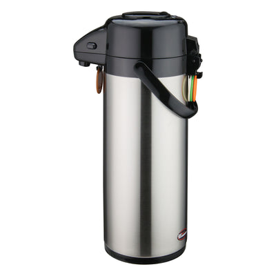 Winco 3.0 Liter Stainless Steel Airpot - Push-Button with Identification Tags