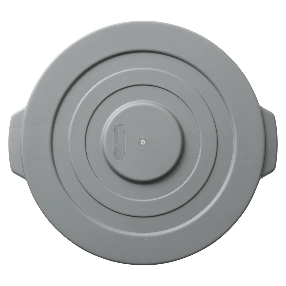 Winco PTCL-10G 17 Inch White Trash Receptacle Lid HDPE with Flat Style
