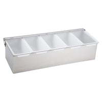 Winco CDP-5 15 Inch Stainless Steel Condiment Caddy 5 Compartment Countertop