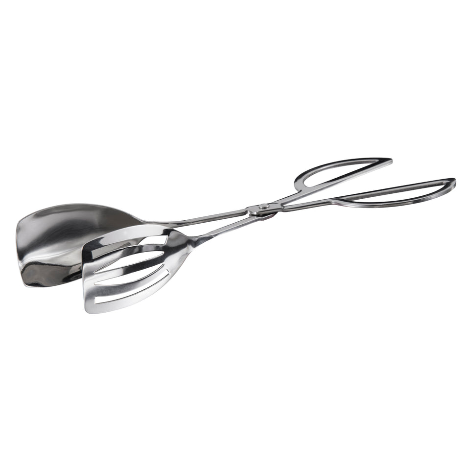 Winco ST-10S 10 Inch Stainless Steel Slotted Solid Spatula Scissor Tongs