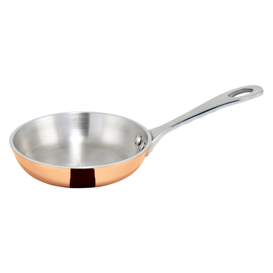 Winco DCFP-4C 5 Oz Mini Fry Pan Round Induction Ready with Riveted Handle Copper Plated