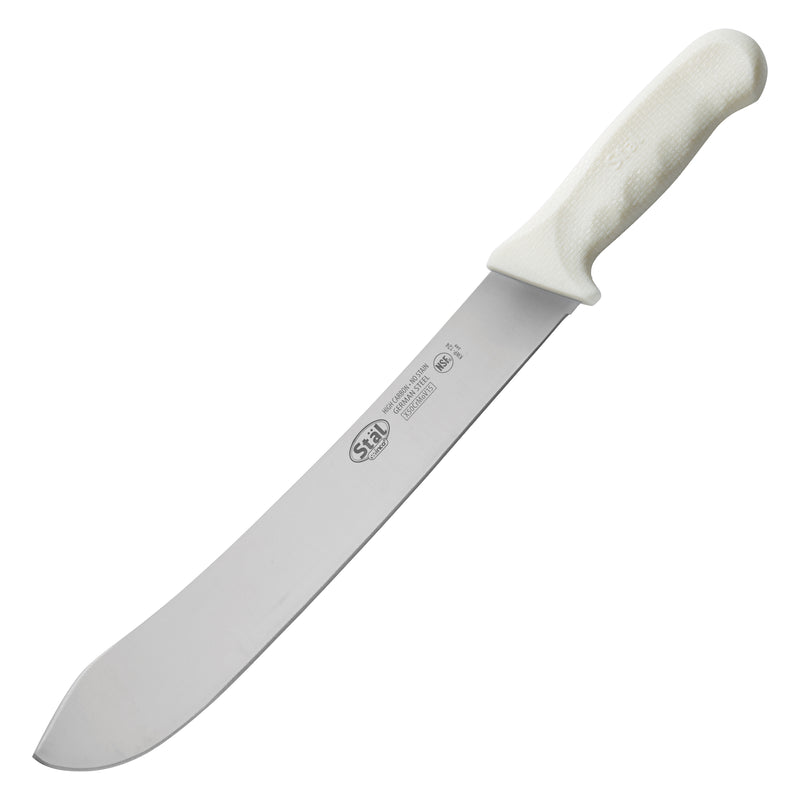 Winco KWP-124 12 Inch Butcher Knife - Stamped High Carbon No-Stain Steel White Handle
