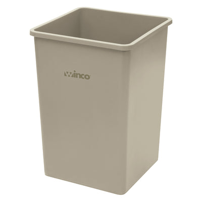 Winco 35 Gallon Square Trash Can - Beige Heavy-Duty LDPE