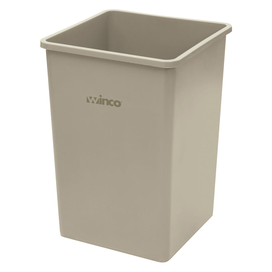 Winco PTCS-35BE 19-1/2 Inch 35 Gallon Trash Can Beige LDPE Indoor Receptacle