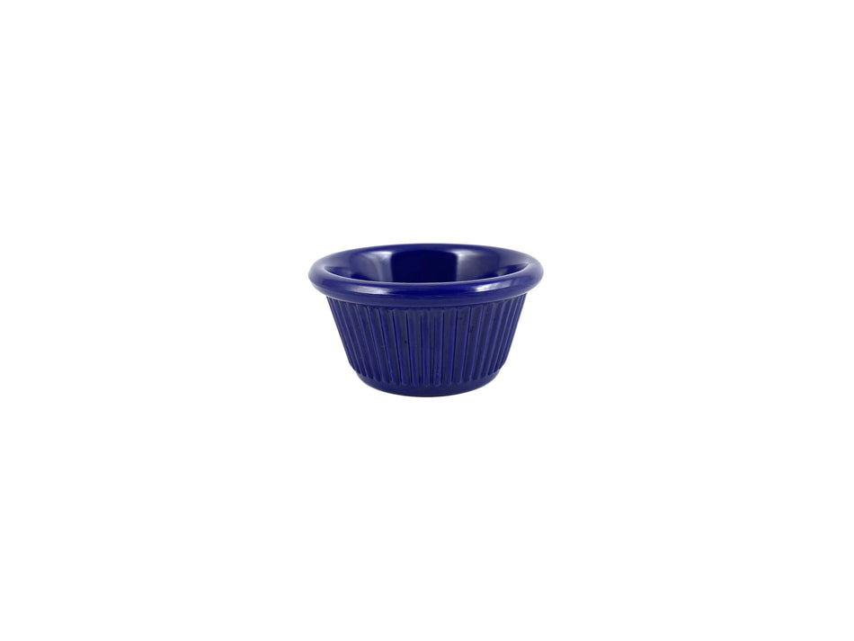 12 Pack 2 oz, 2-7/8" Diameter x 1-1/2" Height, Fluted Ramekin, Cobalt Blue Color, Melamine, BPA Free, Dishwasher Safe, Break-Resistant, Shatter-Resistant, No Microwave, No Oven, NSF