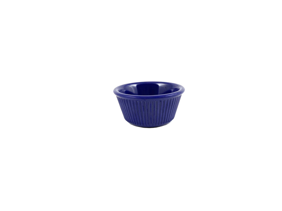 12 Pack 3 oz, 3-1/8" Diameter x 1-5/8" Height, Fluted Ramekin, Cobalt Blue Color, Melamine, BPA Free, Dishwasher Safe, Break-Resistant, Shatter-Resistant, No Microwave, No Oven, NSF