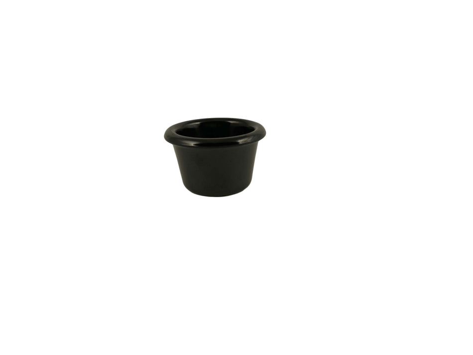 12 Pack 1-1/2 oz, 2-1/2" Diameter x 1-1/2" Height, Smooth Ramekin, Black Color, Melamine, BPA Free, Dishwasher Safe, Break-Resistant, Shatter-Resistant, No Microwave, No Oven, NSF