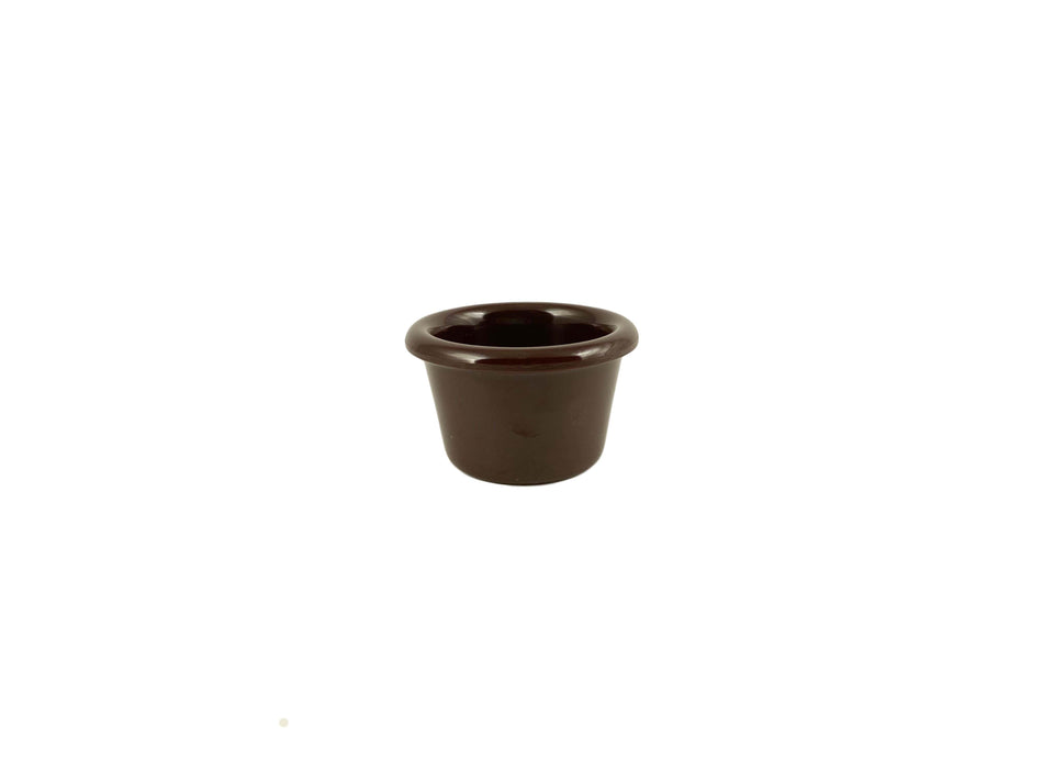 12 Pack 1-1/2 oz, 2-1/2" Diameter x 1-1/2" Height, Smooth Ramekin, Chocolate Color, Melamine, BPA Free, Dishwasher Safe, Break-Resistant, Shatter-Resistant, No Microwave, No Oven, NSF