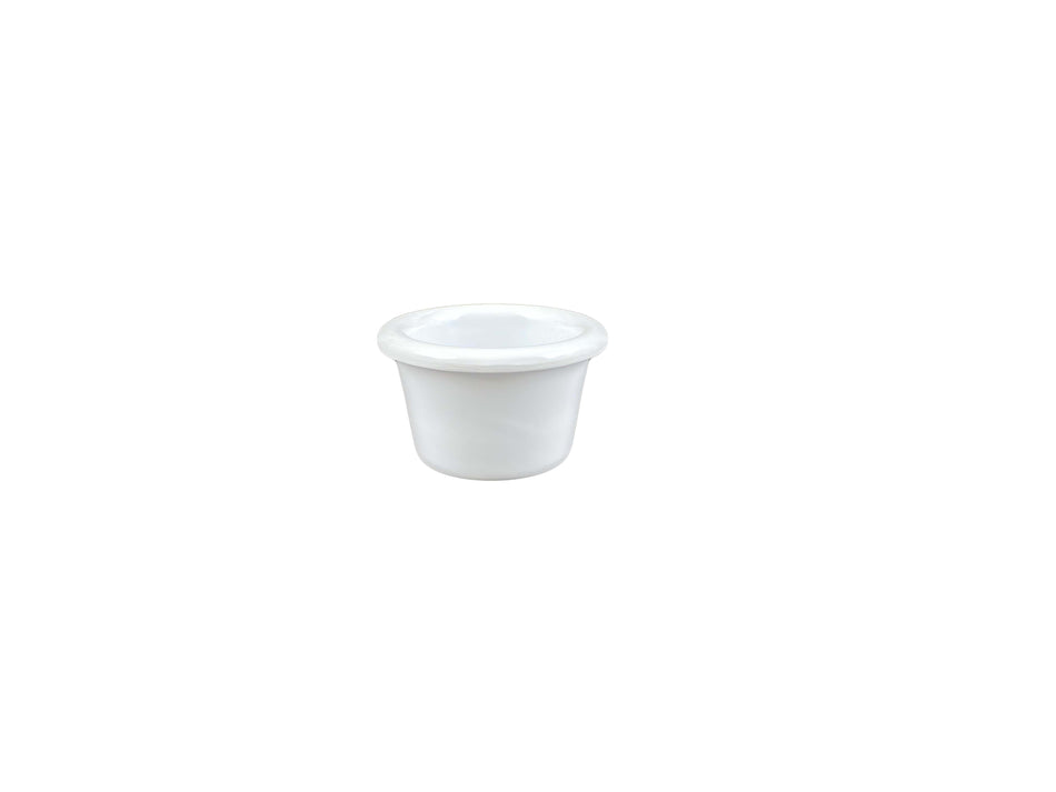 12 Pack 1-1/2 oz, 2-1/2" Diameter x 1-1/2" Height, Smooth Ramekin, White Color, Melamine, BPA Free, Dishwasher Safe, Break-Resistant, Shatter-Resistant, No Microwave, No Oven, NSF