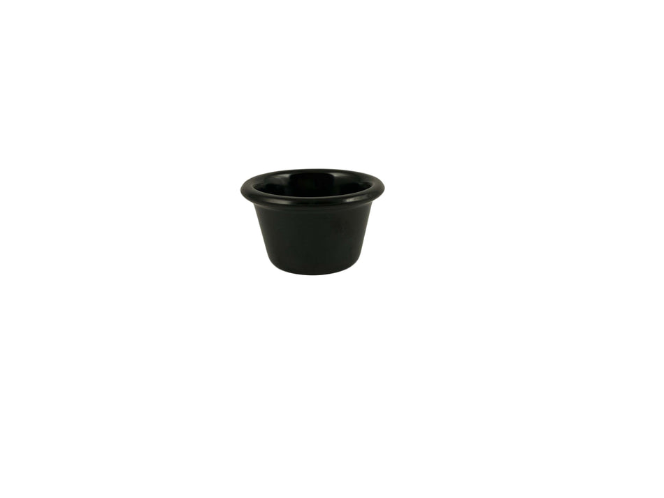 12 Pack 1-3/4 oz, 2-1/2" Diameter x 1-1/2" Height, Smooth Ramekin, Black Color, Melamine, BPA Free, Dishwasher Safe, Break-Resistant, Shatter-Resistant, No Microwave, No Oven, NSF