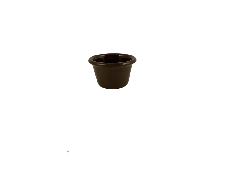 12 Pack 1-3/4 oz, 2-1/2" Diameter x 1-1/2" Height, Smooth Ramekin, Chocolate Color, Melamine, BPA Free, Dishwasher Safe, Break-Resistant, Shatter-Resistant, No Microwave, No Oven, NSF