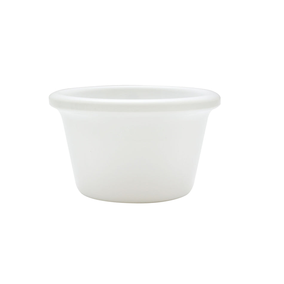 12 Pack 1-3/4 oz, 2-1/2" Diameter x 1-1/2" Height, Smooth Ramekin, White Color- Retail Pack, Melamine, BPA Free, Dishwasher Safe, Break-Resistant, Shatter-Resistant, No Microwave, No Oven, NSF