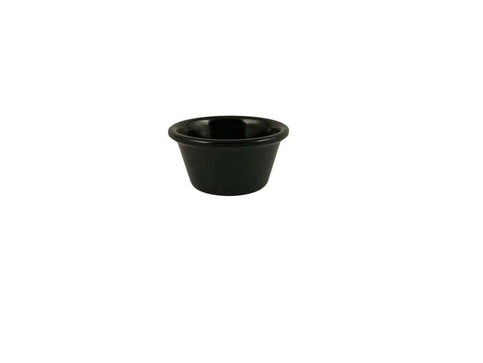 12 Pack 2-1/2 oz, 2-7/8" Diameter x 1-3/8" Height, Smooth Ramekin, Black Color, Melamine, BPA Free, Dishwasher Safe, Break-Resistant, Shatter-Resistant, No Microwave, No Oven, NSF