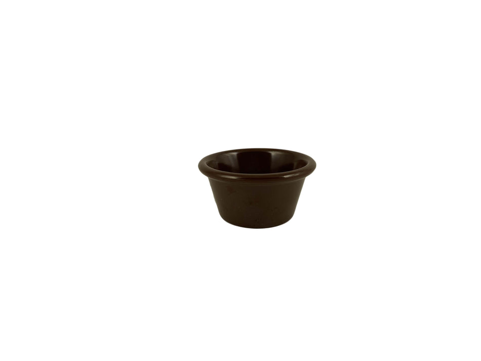 12 Pack 2-1/2 oz, 2-7/8" Diameter x 1-3/8" Height, Smooth Ramekin, Chocolate Color, Melamine, BPA Free, Dishwasher Safe, Break-Resistant, Shatter-Resistant, No Microwave, No Oven, NSF