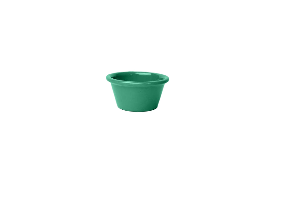 12 Pack 2-1/2 oz, 2-7/8" Diameter x 1-3/8" Height, Smooth Ramekin, Green Color, Melamine, BPA Free, Dishwasher Safe, Break-Resistant, Shatter-Resistant, No Microwave, No Oven, NSF