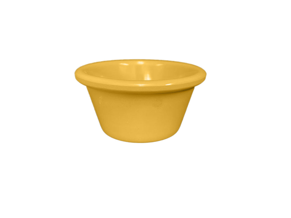 12 Pack 2-1/2 oz, 2-7/8" Diameter x 1-3/8" Height, Smooth Ramekin, Yellow Color, Melamine, BPA Free, Dishwasher Safe, Break-Resistant, Shatter-Resistant, No Microwave, No Oven, NSF