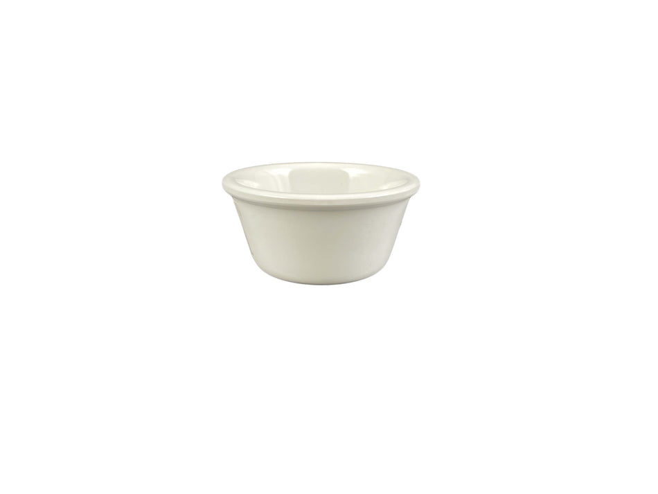 12 Pack 3 oz, 3-1/8" Diameter x 1-5/8" Height, Smooth Ramekin, Bone Color, Melamine, BPA Free, Dishwasher Safe, Break-Resistant, Shatter-Resistant, No Microwave, No Oven, NSF