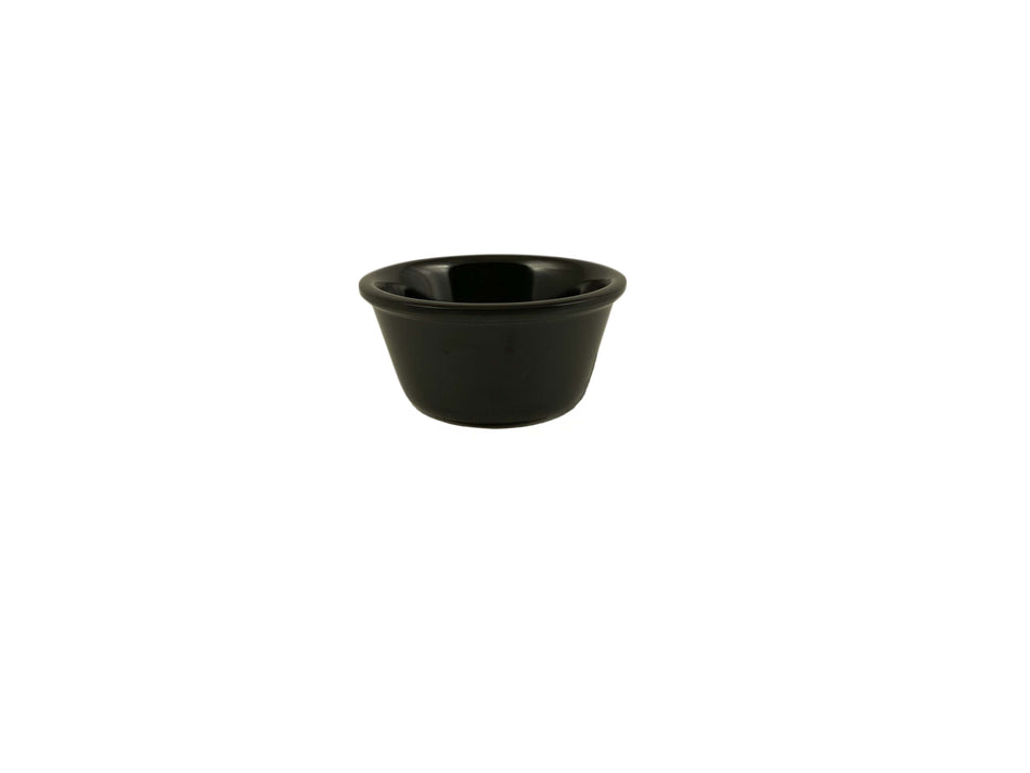 12 Pack 3 oz, 3-1/8" Diameter x 1-5/8" Height, Smooth Ramekin, Black Color, Melamine, BPA Free, Dishwasher Safe, Break-Resistant, Shatter-Resistant, No Microwave, No Oven, NSF