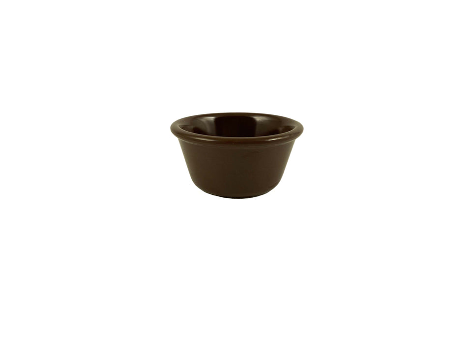 12 Pack 3 oz, 3-1/8" Diameter x 1-5/8" Height, Smooth Ramekin, Chocolate Color, Melamine, BPA Free, Dishwasher Safe, Break-Resistant, Shatter-Resistant, No Microwave, No Oven, NSF