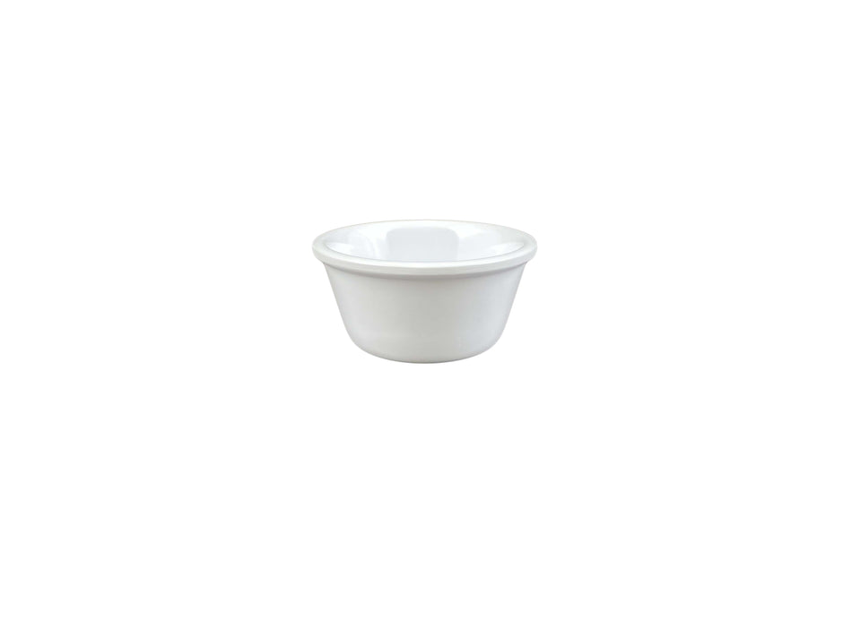 12 Pack 3 oz, 3-1/8" Diameter x 1-5/8" Height, Smooth Ramekin, White Color, Melamine, BPA Free, Dishwasher Safe, Break-Resistant, Shatter-Resistant, No Microwave, No Oven, NSF