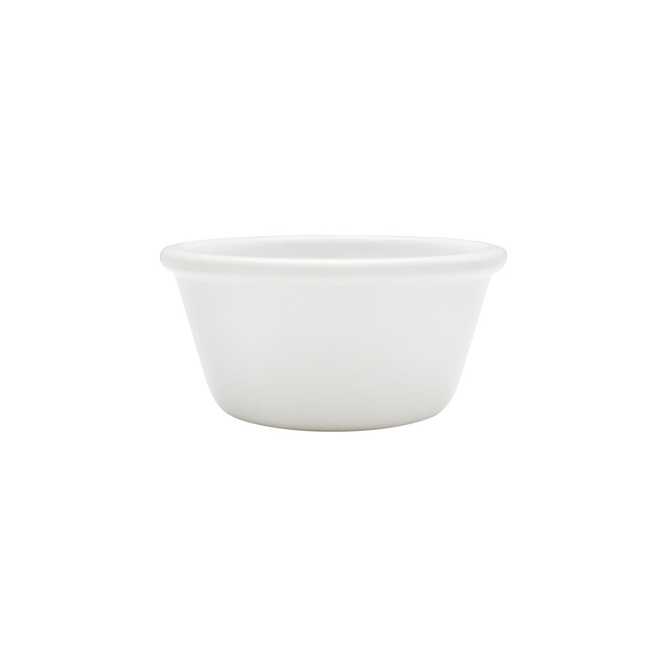 12 Pack 3 oz, 3-1/8" Diameter x 1-5/8" Height, Smooth Ramekin, White Color- Retail Pack, Melamine, BPA Free, Dishwasher Safe, Break-Resistant, Shatter-Resistant, No Microwave, No Oven, NSF