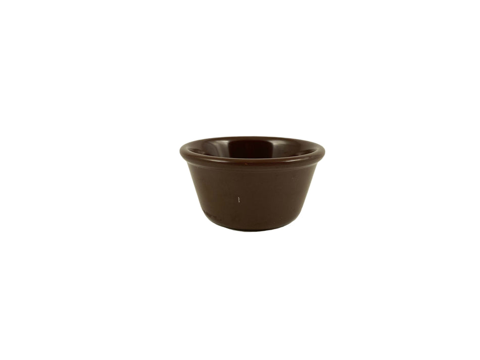 12 Pack 4 oz, 3-3/8" Diameter x 1-5/8" Height, Smooth Ramekin, Chocolate Color, Melamine, BPA Free, Dishwasher Safe, Break-Resistant, Shatter-Resistant, No Microwave, No Oven, NSF