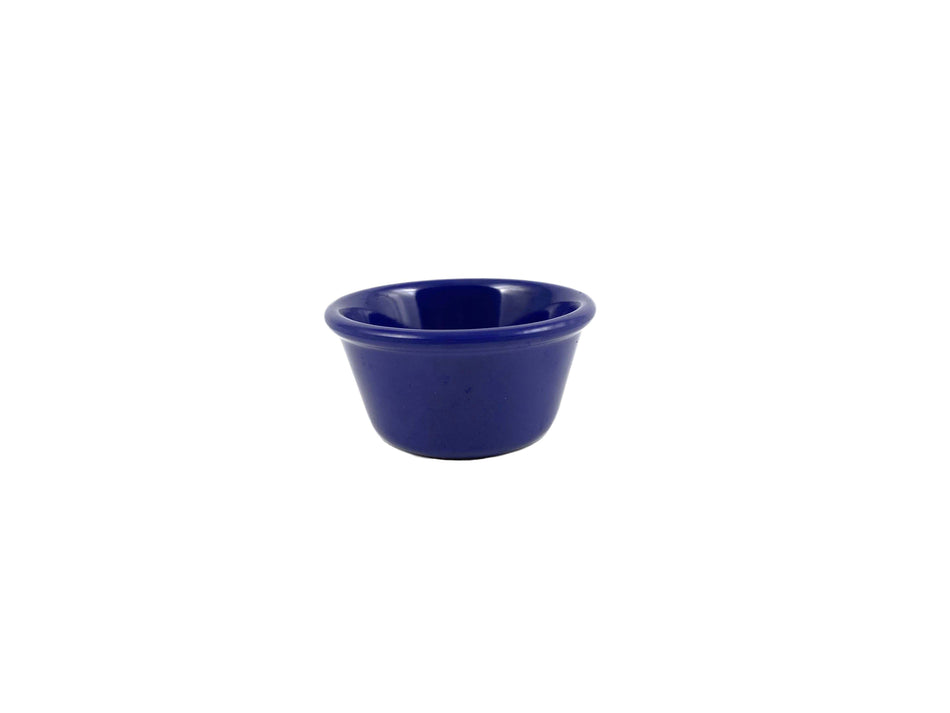 12 Pack 4 oz, 3-3/8" Diameter x 1-5/8" Height, Smooth Ramekin, Cobalt Blue Color, Melamine, BPA Free, Dishwasher Safe, Break-Resistant, Shatter-Resistant, No Microwave, No Oven, NSF