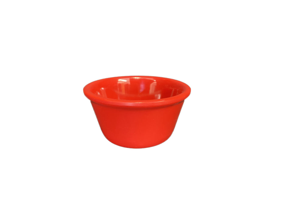 12 Pack 4 oz, 3-3/8" Diameter x 1-5/8" Height, Smooth Ramekin, Pure Red Color, Melamine, BPA Free, Dishwasher Safe, Break-Resistant, Shatter-Resistant, No Microwave, No Oven, NSF