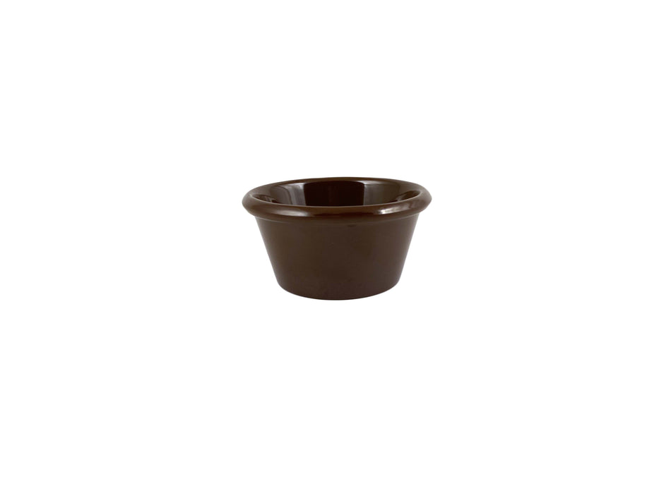 12 Pack 6 oz, 3-7/8" Diameter x 1-7/8" Height, Smooth Ramekin, Chocolate Color, Melamine, BPA Free, Dishwasher Safe, Break-Resistant, Shatter-Resistant, No Microwave, No Oven, NSF