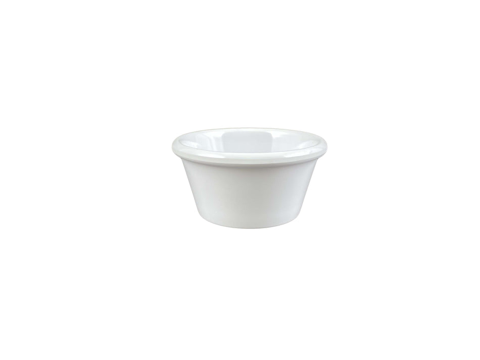 12 Pack 6 oz, 3-7/8" Diameter x 1-7/8" Height, Smooth Ramekin, White Color, Melamine, BPA Free, Dishwasher Safe, Break-Resistant, Shatter-Resistant, No Microwave, No Oven, NSF