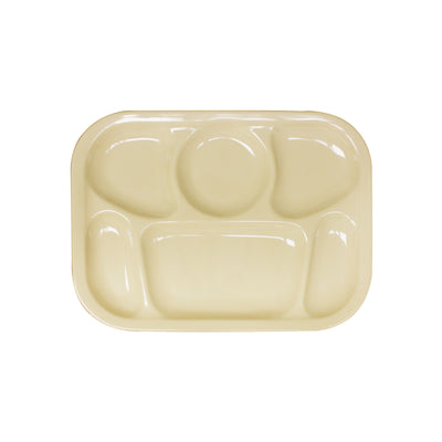 Thunder Group ML803T 13 Inch Compartment Tray Melamine Tan with 6 Sections