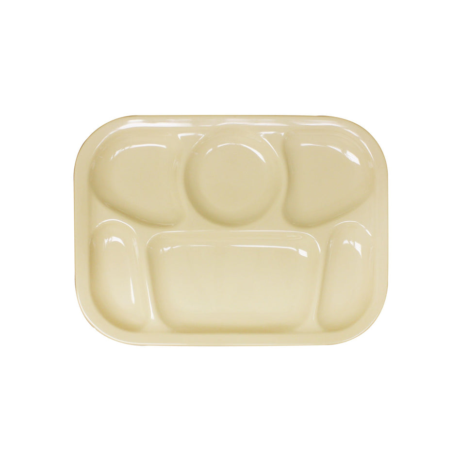 12 Pack 13" x 9-1/2" x 1", Compartment Tray, Tan Color, Melamine, BPA Free, Dishwasher Safe, Break-Resistant, Shatter-Resistant, No Microwave, No Oven, NSF