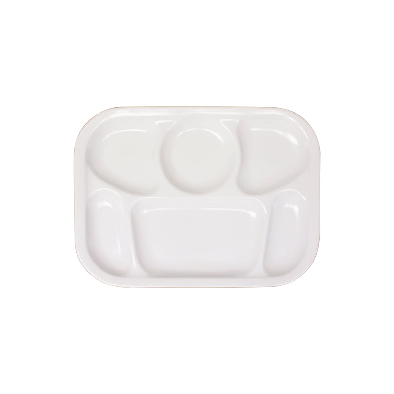 Thunder Group ML803W 13 Inch Tray Break-Resistant Melamine White With 6 Compartments