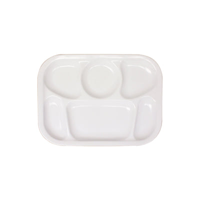 Thunder Group ML803W 13 Inch Tray Break-Resistant Melamine White With 6 Compartments