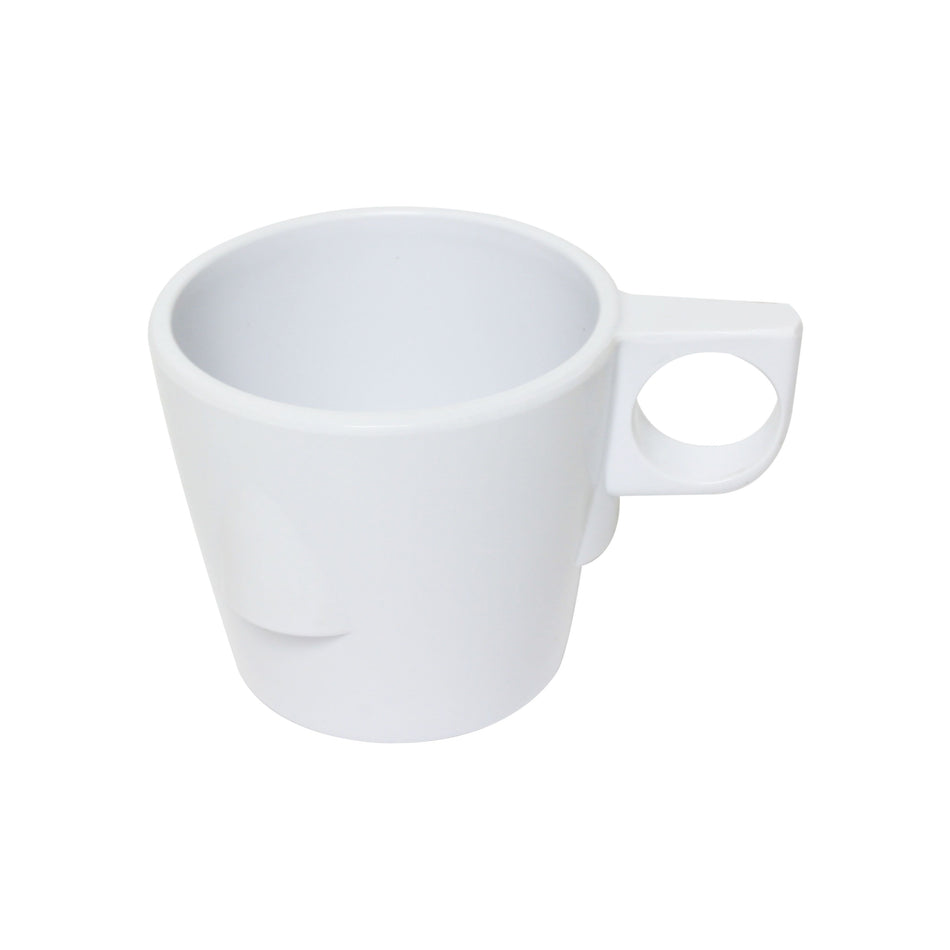12 Pack 7 oz, 3-1/4" Diameter x 2-3/4" Height, Stacking Cup, White Color, Melamine, BPA Free, Dishwasher Safe, Break-Resistant, Shatter-Resistant, No Microwave, No Oven, NSF