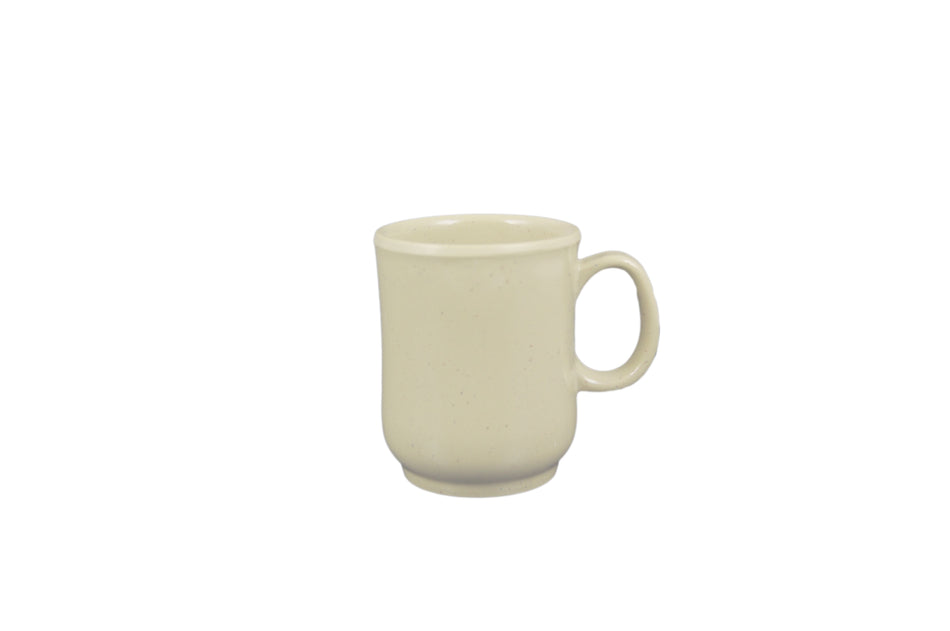 12 Pack 8 oz, 3" Diameter x 3-3/4" Height, Bulbous Mug, Sand Color, Melamine, BPA Free, Dishwasher Safe, Break-Resistant, Shatter-Resistant, No Microwave, No Oven, NSF