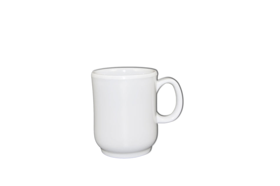 12 Pack 8 oz, 3" Diameter x 3-3/4" Height, Bulbous Mug, White Color, Melamine, BPA Free, Dishwasher Safe, Break-Resistant, Shatter-Resistant, No Microwave, No Oven, NSF