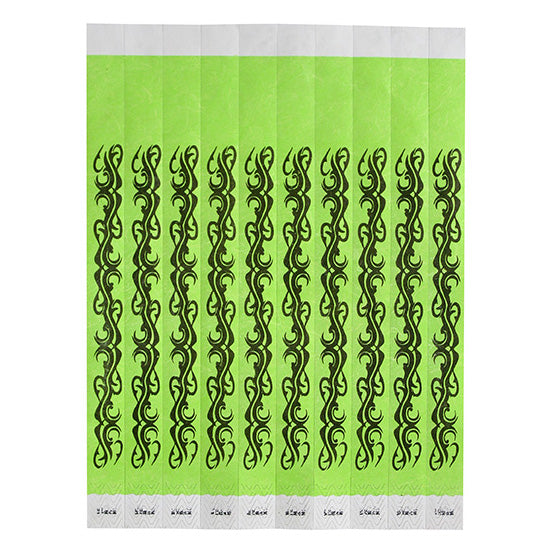 Winco WB-TATTOO Bar Maid Waterproof Tear-Free Wristbands - Tattoo (Green/Black) (500 Pieces/Pack)