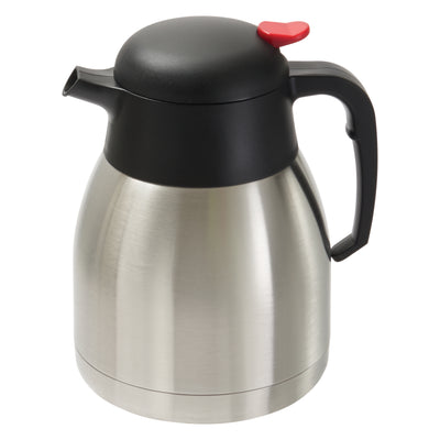 Winco CF-1.2 1.2 Liter Heat Retention Carafe Stainless Steel Black Red Top