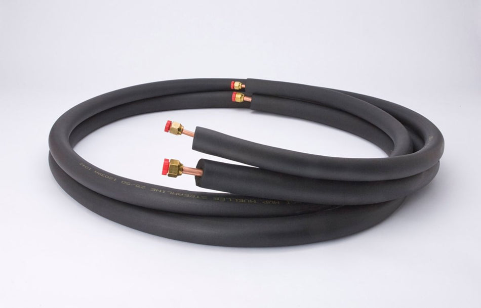 Streamline 40820500B3B6, 1/4 in x 1/2 in x 50 ft Mini Split Line Set, Insulated Copper Refrigerant Lines, 1/2 in Insulation on Both Lines, Flared Ends
