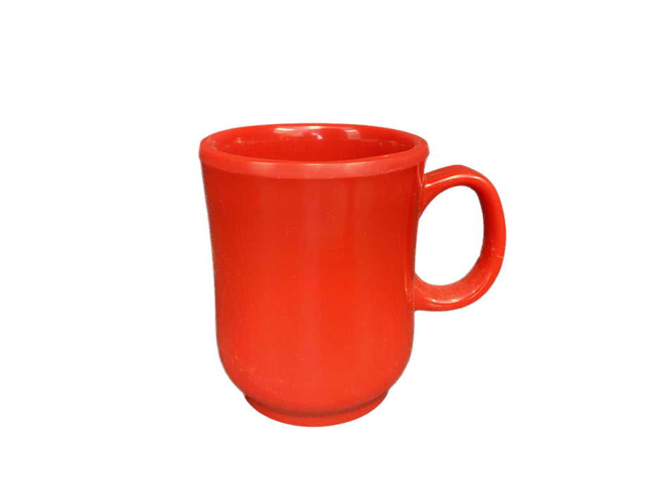 12 Pack 8 oz, 3" Diameter x 3-3/4" Height, Bulbous Mug, Pure Red Color, Melamine, BPA Free, Dishwasher Safe, Break-Resistant, Shatter-Resistant, No Microwave, No Oven, NSF
