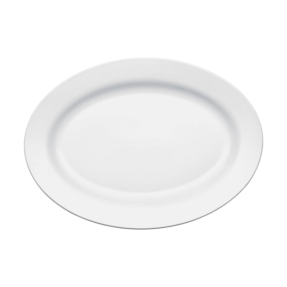 Winco BPO-18 Birkhall Oval Platter With Rolled Edge, 18"L, White Porcelain, 6 Pieces/Case