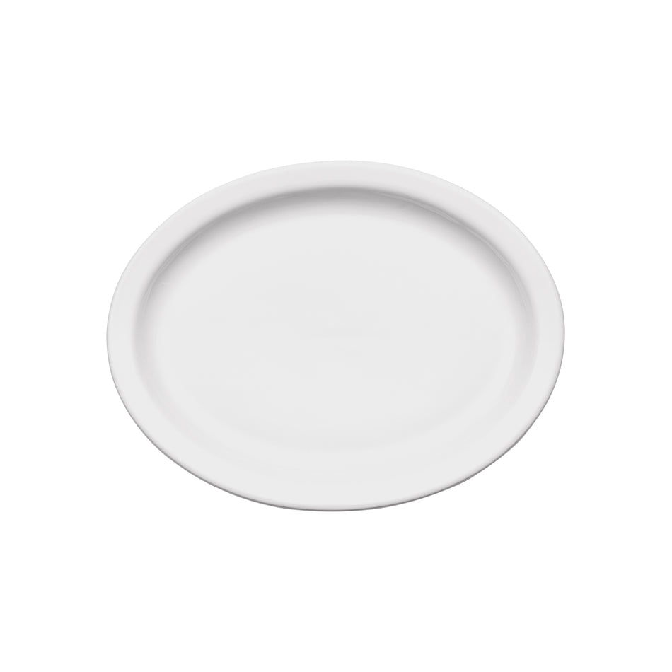 Winco BPO-10NR Birkhall Oval Platter with Narrow Rim, 10"L, White Porcelain, 24 Pieces/Case
