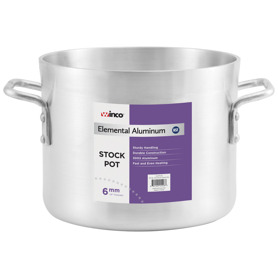 Winco ALHP-16 16 Quart Stock Pot Aluminum NSF 3003 6mm Durable Design