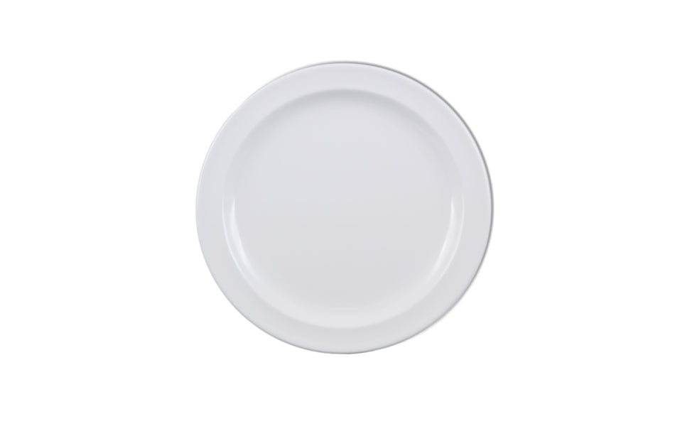 12 Pack 8" Diameter x 3/4" Height, Dinner Plate, White Color, Melamine, BPA Free, Dishwasher Safe, Break-Resistant, Shatter-Resistant, No Microwave, No Oven, NSF