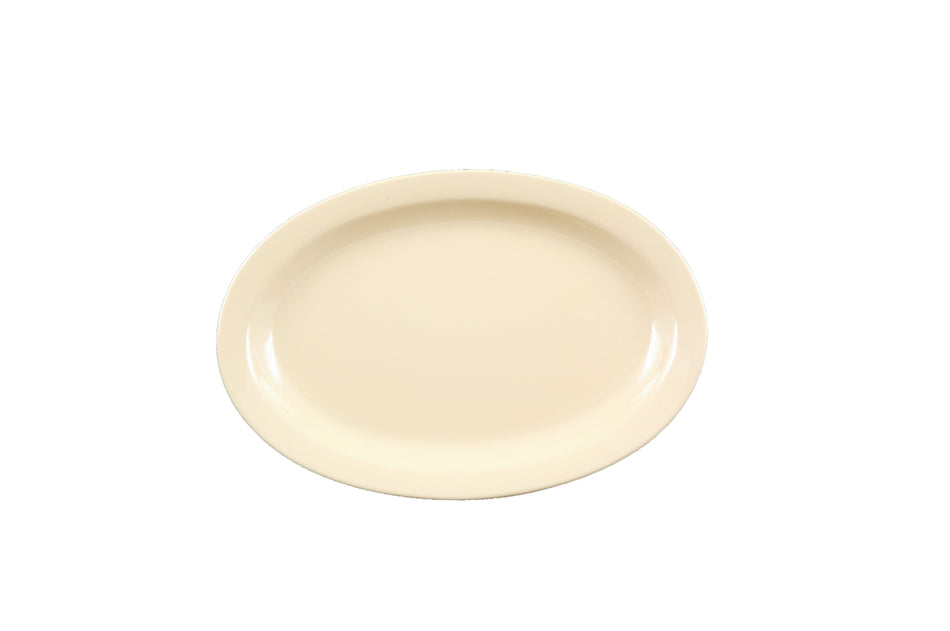 12 Pack 9-1/2" x 6-3/4" x7/8", Narrow Rim Platter, Tan Color, Melamine, BPA Free, Dishwasher Safe, Break-Resistant, Shatter-Resistant, No Microwave, No Oven, NSF