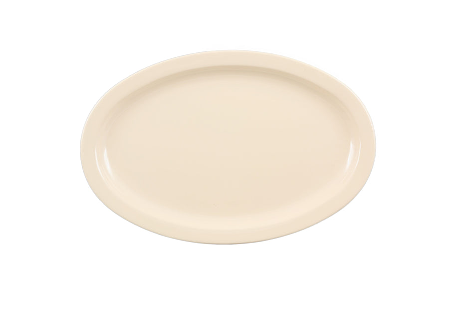 12 Pack 13" x 8-1/2" x 1", Narrow Rim Platter, Tan Color, Melamine, BPA Free, Dishwasher Safe, Break-Resistant, Shatter-Resistant, No Microwave, No Oven, NSF
