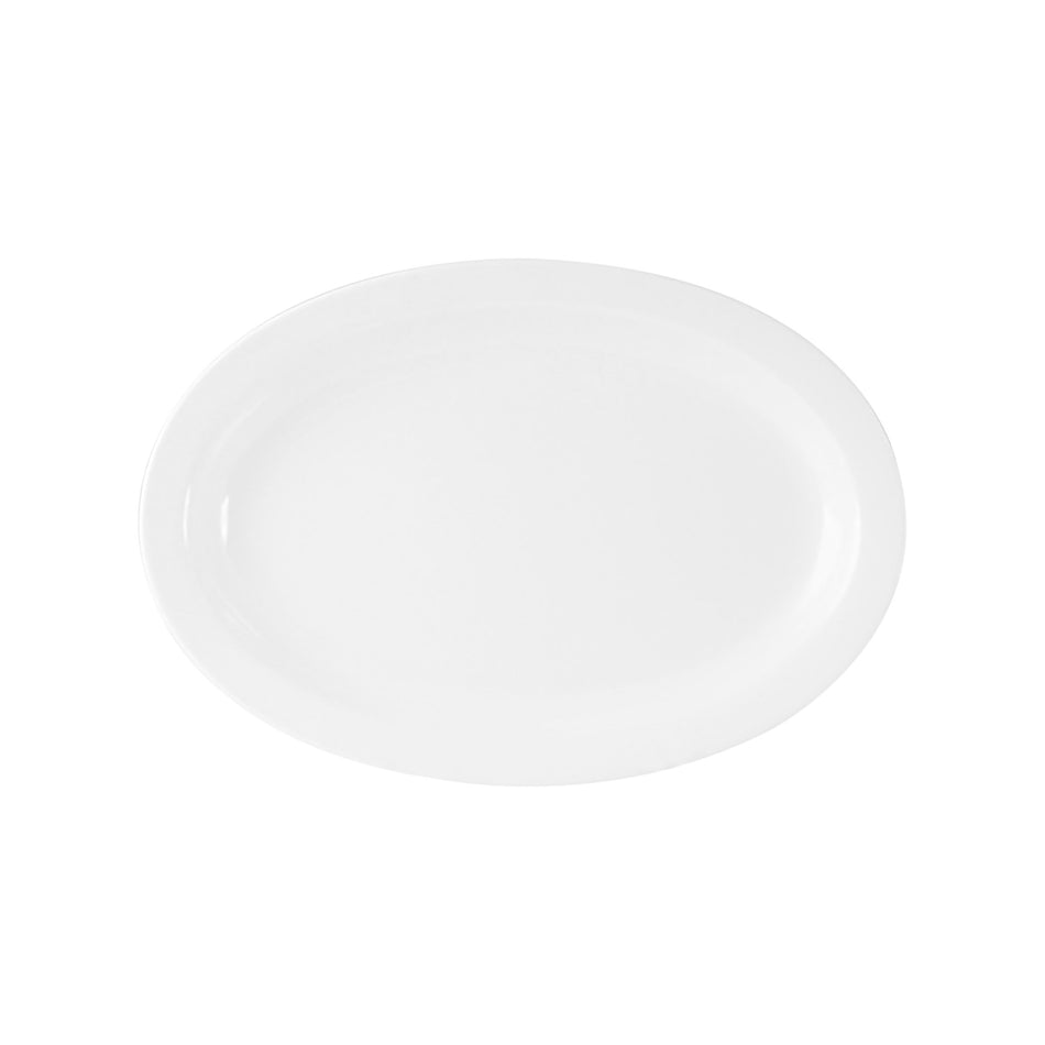 12 Pack 13" x 8-1/2" x 1, Narrow Rim Platter, White Color, Melamine, BPA Free, Dishwasher Safe, Break-Resistant, Shatter-Resistant, No Microwave, No Oven, NSF