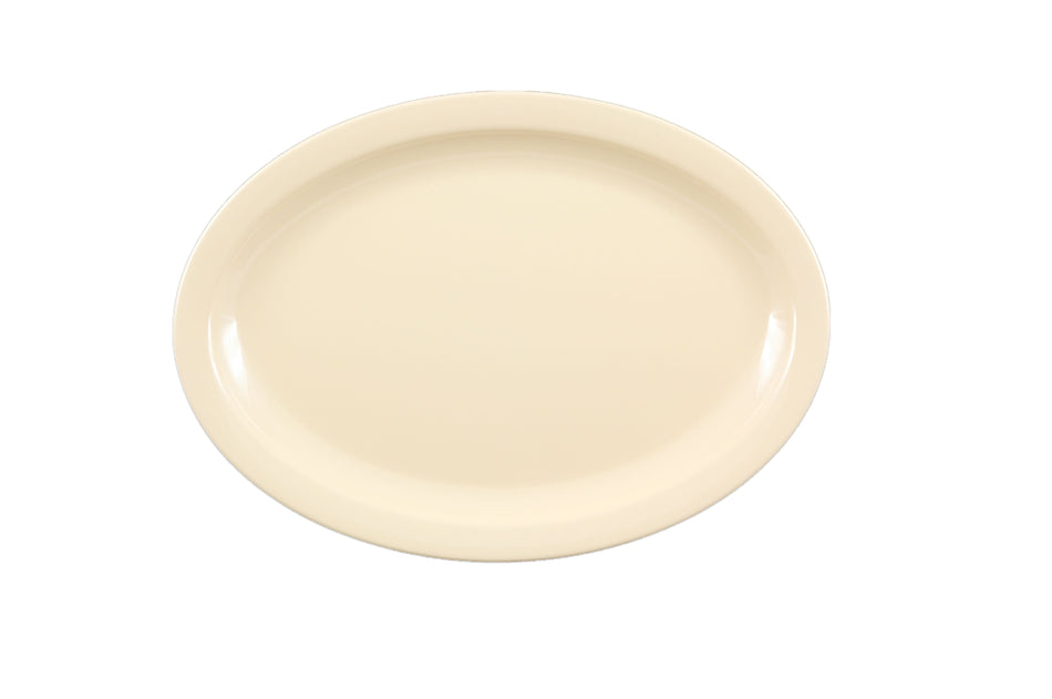 12 Pack 13-1/4" x 9-5/8" x 1-1/8", Narrow Rim Platter, Tan Color, Melamine, BPA Free, Dishwasher Safe, Break-Resistant, Shatter-Resistant, No Microwave, No Oven, NSF