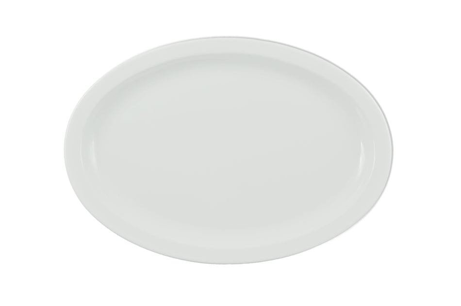 12 Pack 15-1/2" x 10-7/8" x 1-1/8", Narrow Rim Platter, White Color, Melamine, BPA Free, Dishwasher Safe, Break-Resistant, Shatter-Resistant, No Microwave, No Oven, NSF